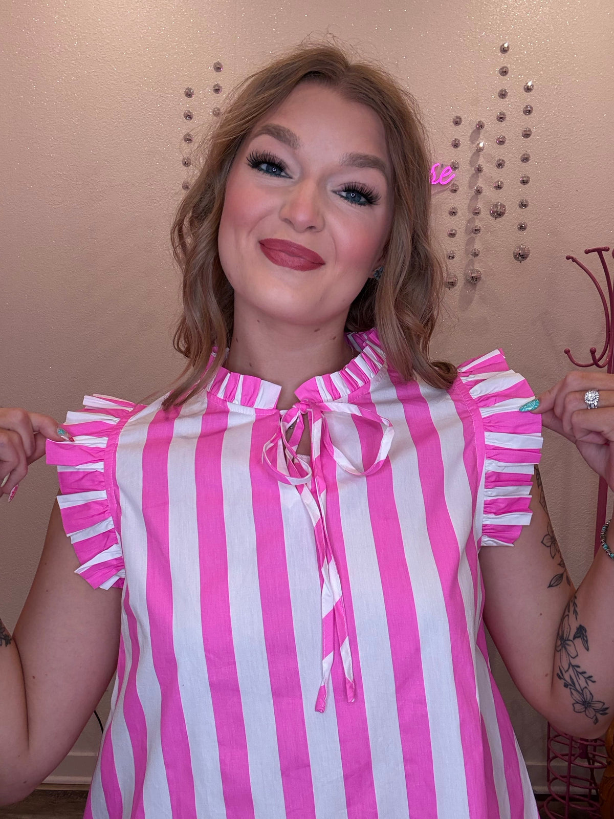 Wild Horse Boutique Dress Pink and White Striped Dress