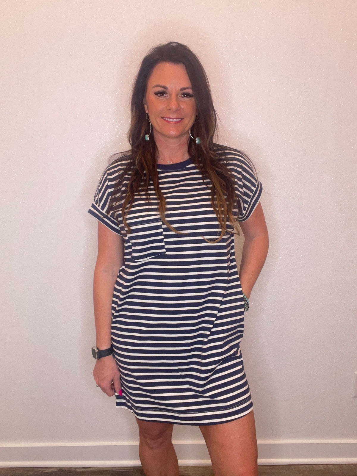 Wild Horse Boutique Dress Striped Tshirt Dress