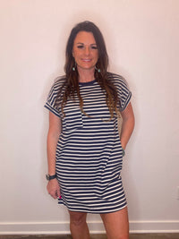 Wild Horse Boutique Dress Striped Tshirt Dress