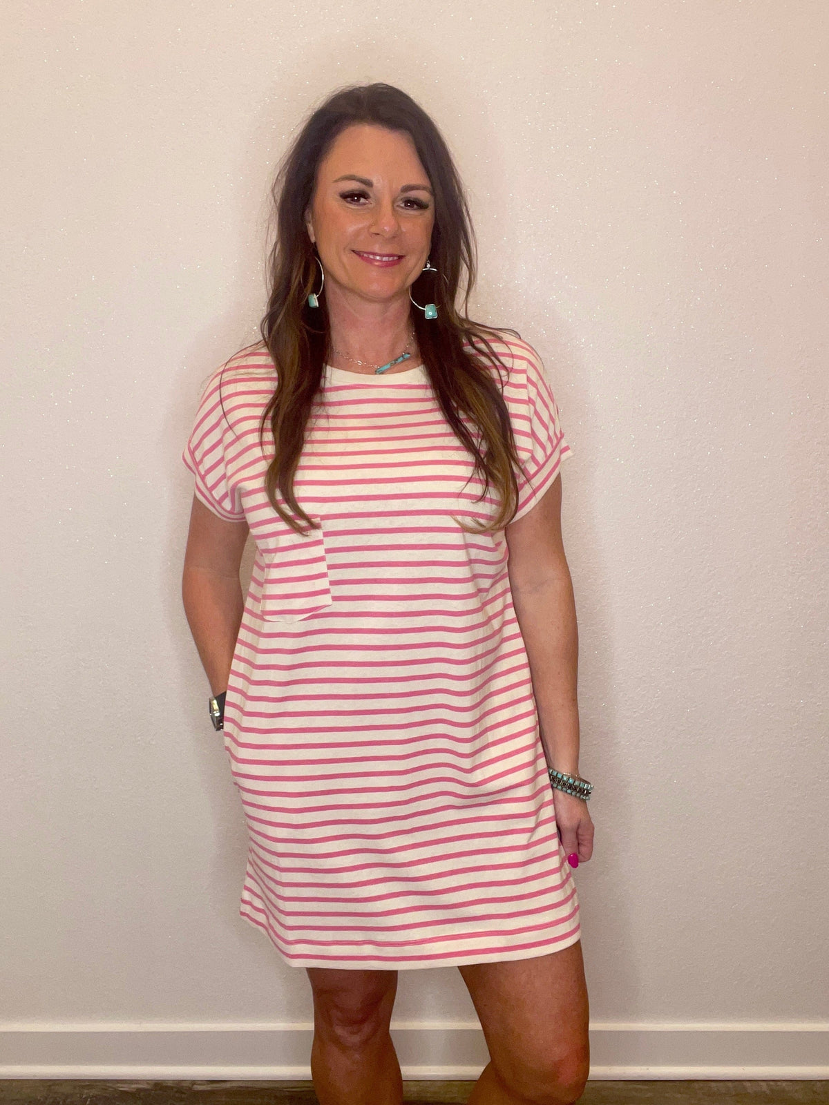 Wild Horse Boutique Dress Striped Tshirt Dress