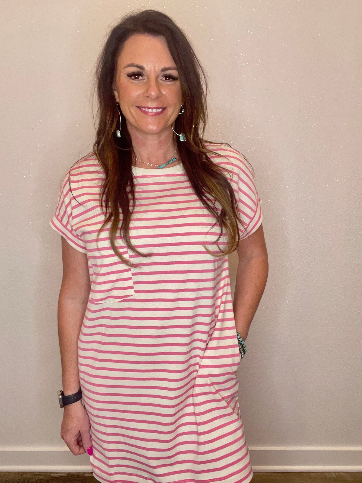 Wild Horse Boutique Dress Striped Tshirt Dress