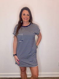 Wild Horse Boutique Dress Striped Tshirt Dress