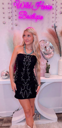 Wild Horse Boutique Dress The Suede Stitched Dress