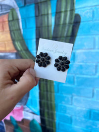 Wild Horse Boutique Earrings Black Faux Cluster Earrings