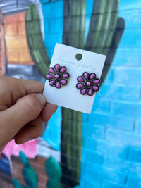 Wild Horse Boutique Earrings Pink Faux Cluster Earrings