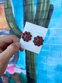 Wild Horse Boutique Earrings Red Faux Cluster Earrings