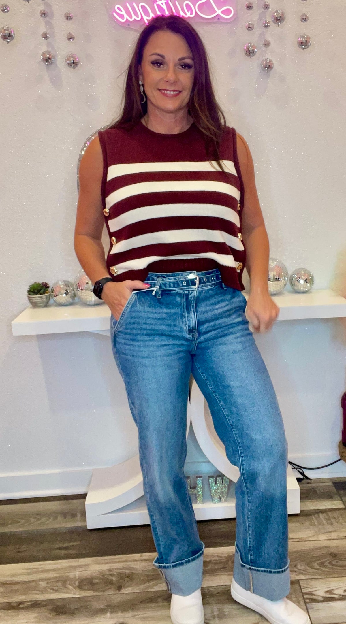Wild Horse Boutique Flying Monkey-Belted Slim Wide Jean with Cuff