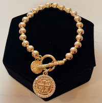 Wild Horse Boutique Gold Bracelet with Diamond & Gold Pendant