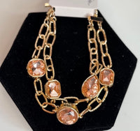 Wild Horse Boutique Gold Chain Bracelet with Pink Diamonds