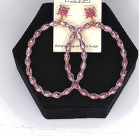 Wild Horse Boutique Gold Dangle Earrings with Pink Stones