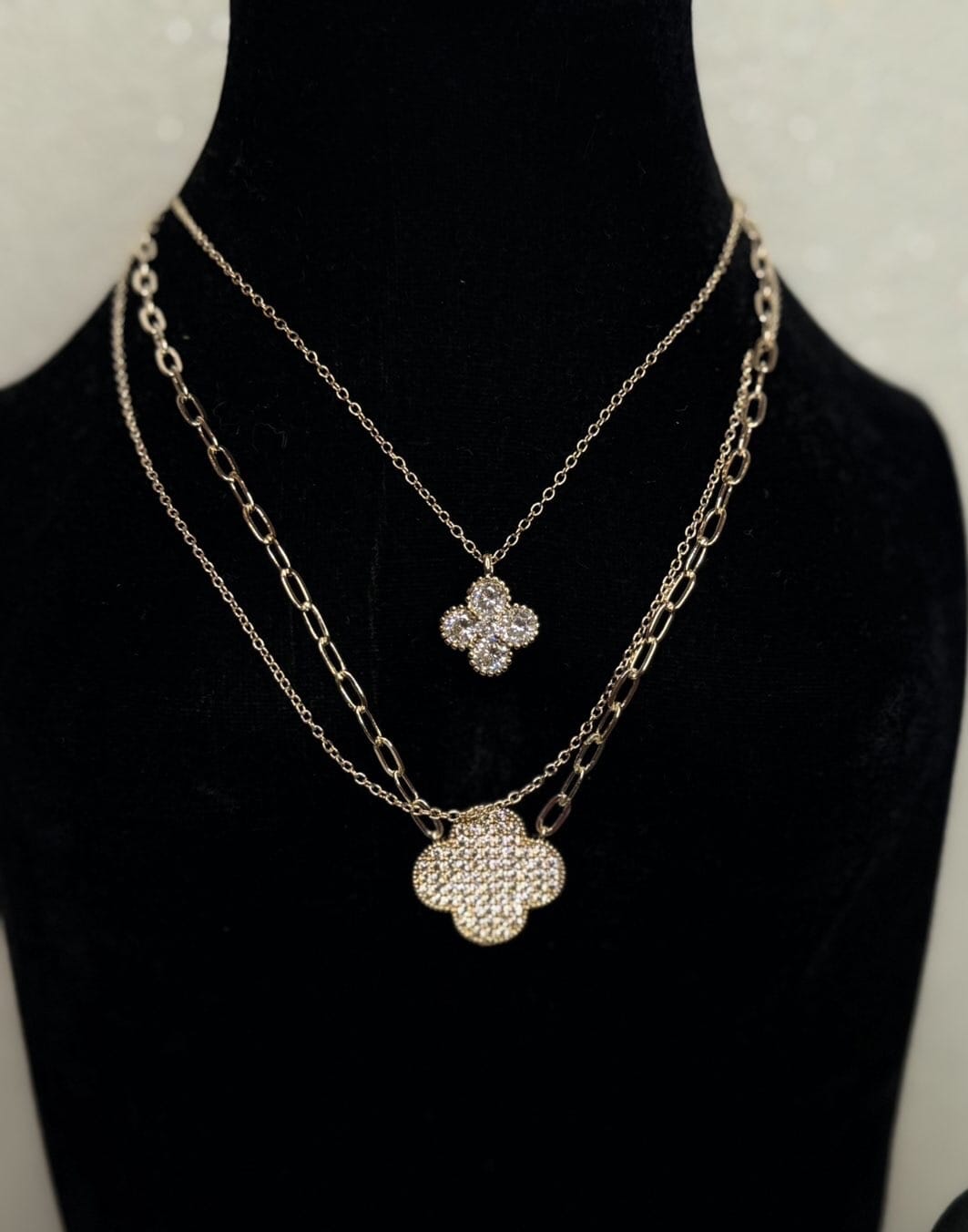 Wild Horse Boutique Gold Diamond Clover Dangle Earrings