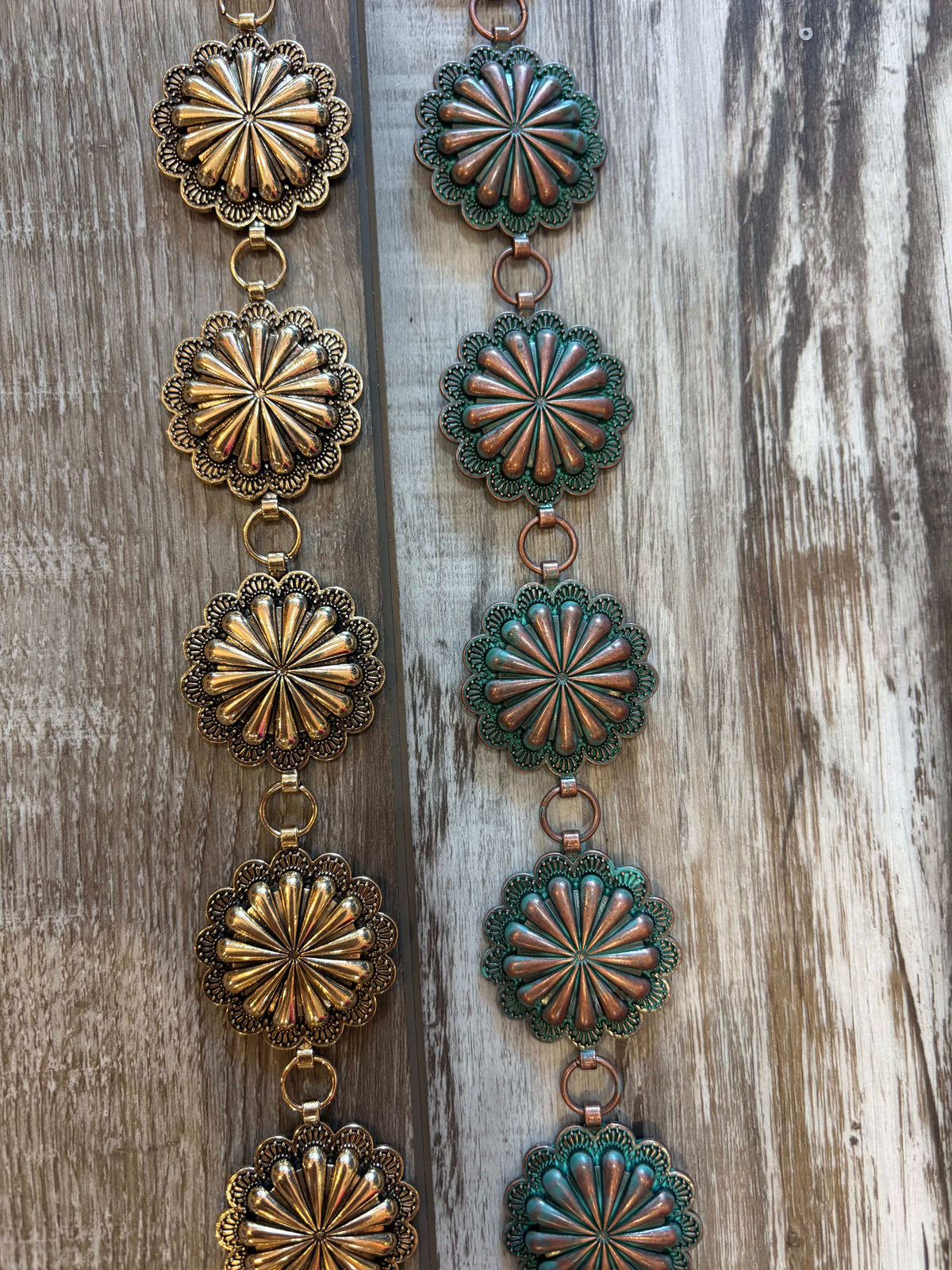 Wild Horse Boutique Gold or Bronze Turquoise Concho Belt
