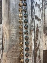 Wild Horse Boutique Gold or Bronze Turquoise Concho Belt
