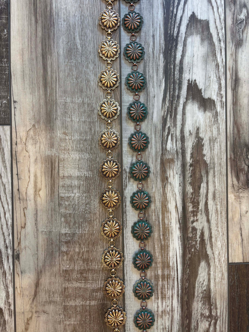 Wild Horse Boutique Gold or Bronze Turquoise Concho Belt