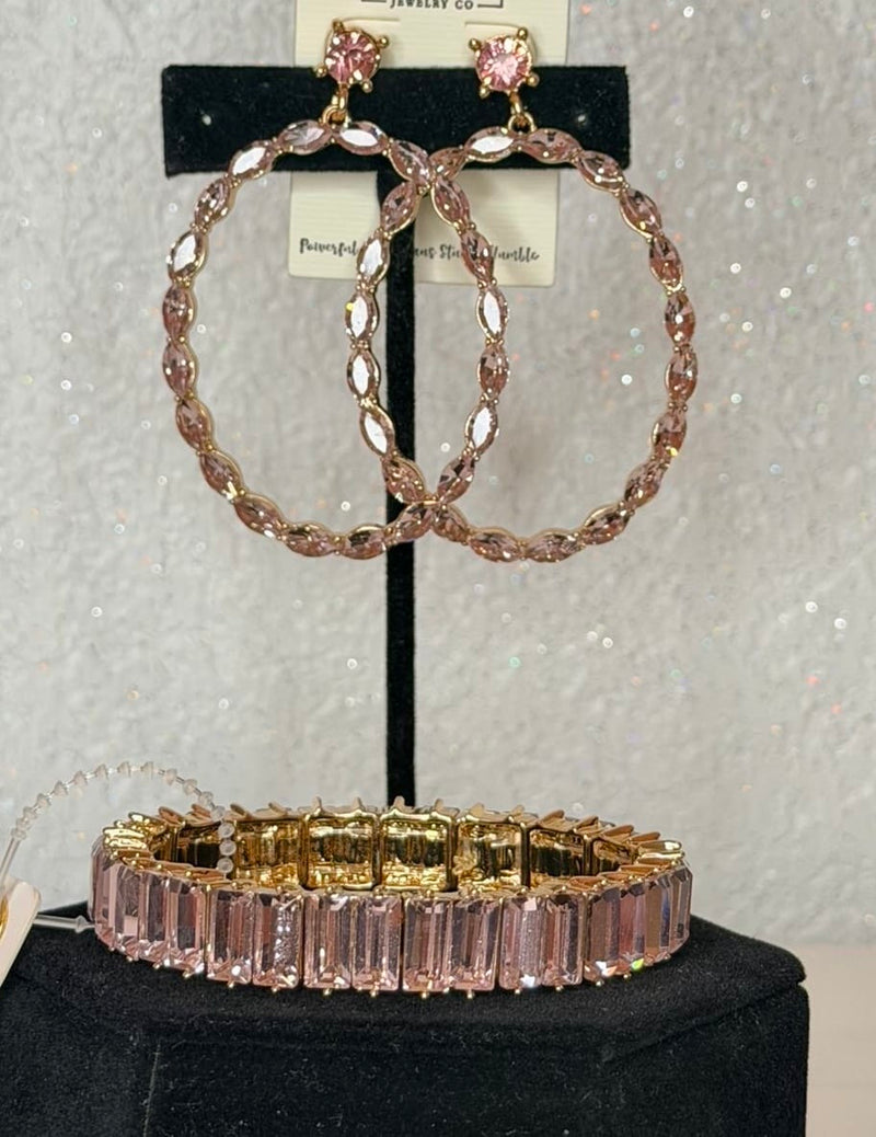 Wild Horse Boutique Gold Stretch Bracelet with Pink Stones