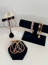 Wild Horse Boutique Gold Stretch Bracelet with Pink Stones