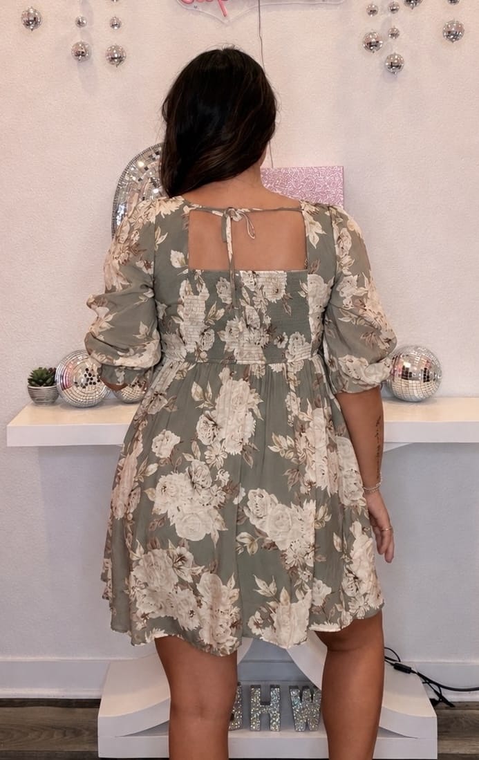 Wild Horse Boutique Green Floral Mini Dress