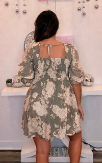 Wild Horse Boutique Green Floral Mini Dress