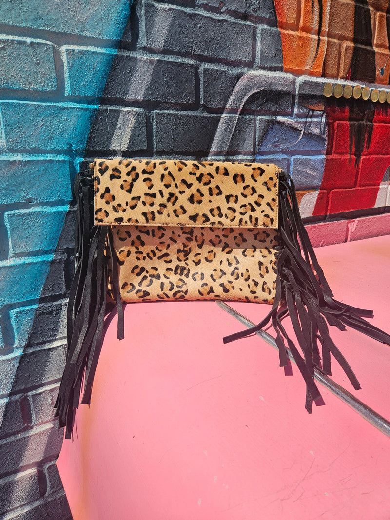Wild Horse Boutique Hanbags Anna Leopard & Fringe Handbag