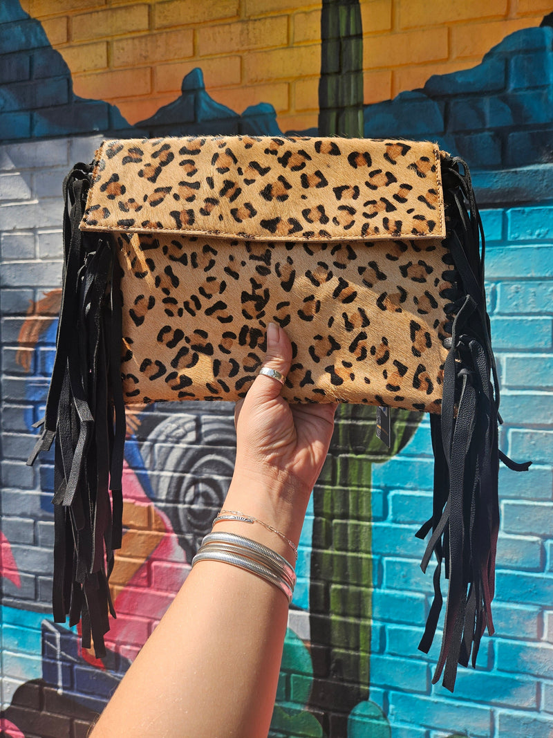 Wild Horse Boutique Hanbags Anna Leopard & Fringe Handbag