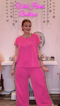 Wild Horse Boutique Hot Pink Set with Leopard Trim