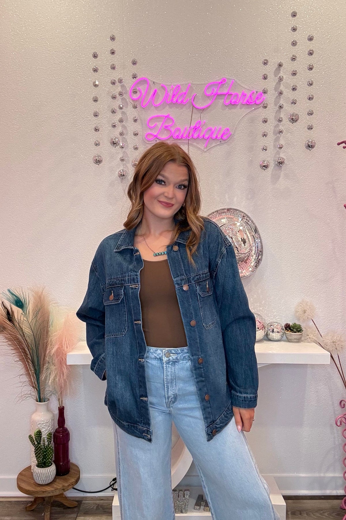 Wild Horse Boutique Jacket Myla Dark Wash Oversized Denim Jacket