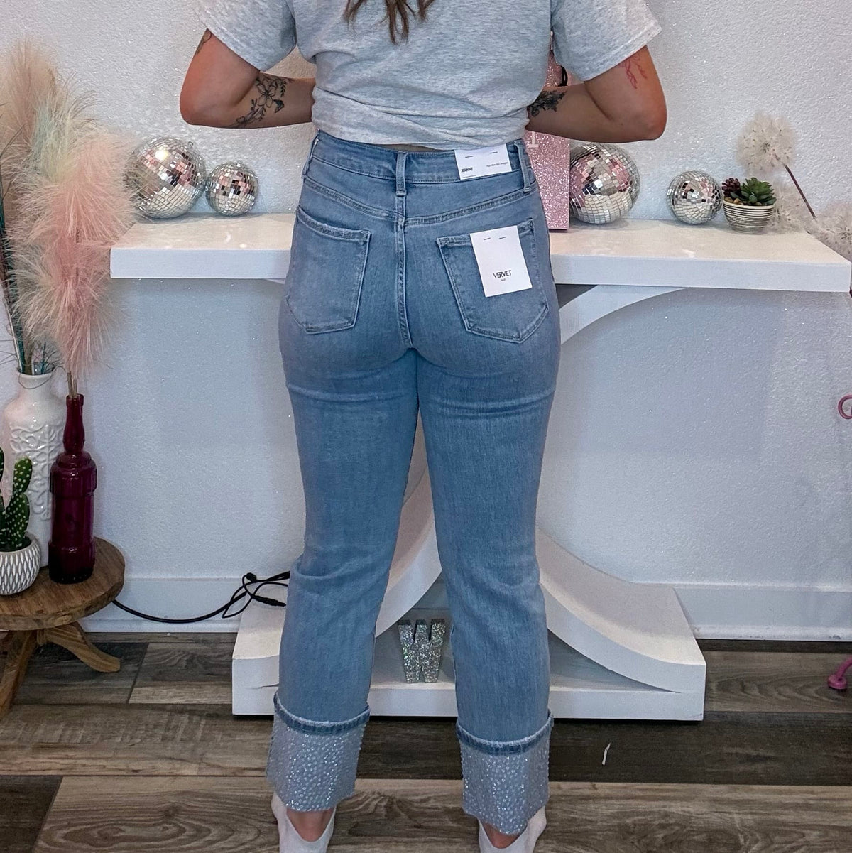 Wild Horse Boutique Jeans Rhinestone Cuff Jeans