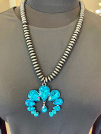 Wild Horse Boutique Jewelry Blue Rhinestone Squash Necklace