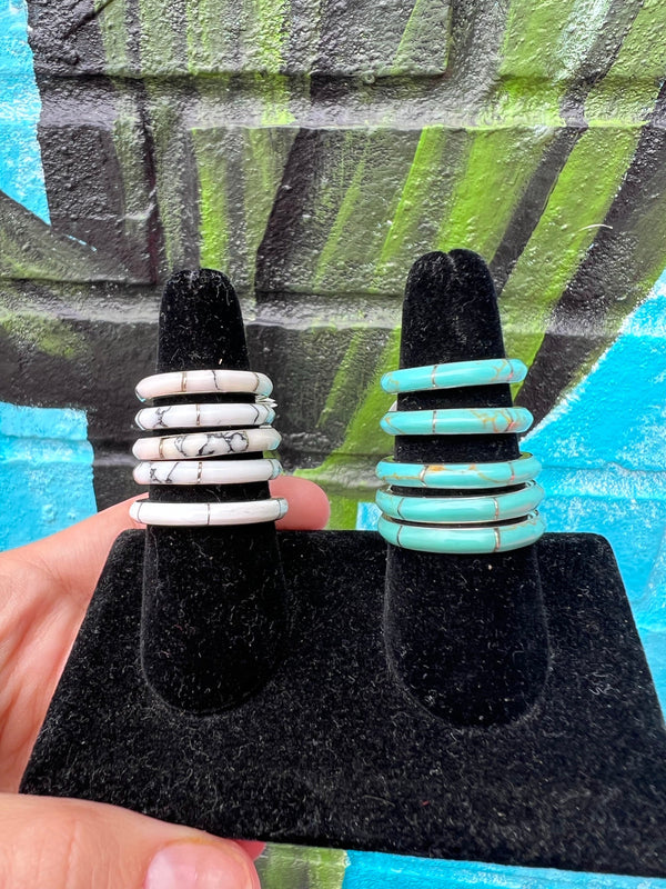 Wild Horse Boutique Jewelry Genuine Kingman Turquoise, or Black Inlay Rings