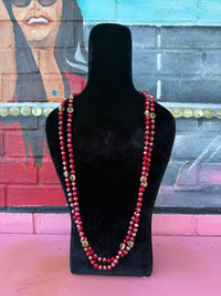 Wild Horse Boutique Jewelry Maroon and leopard Beaded Necklaces