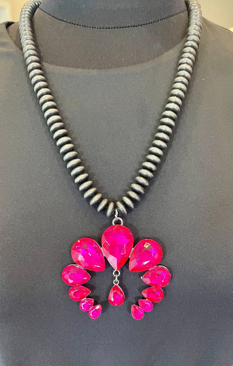 Wild Horse Boutique Jewelry Pink Rhinestone Squash Necklace