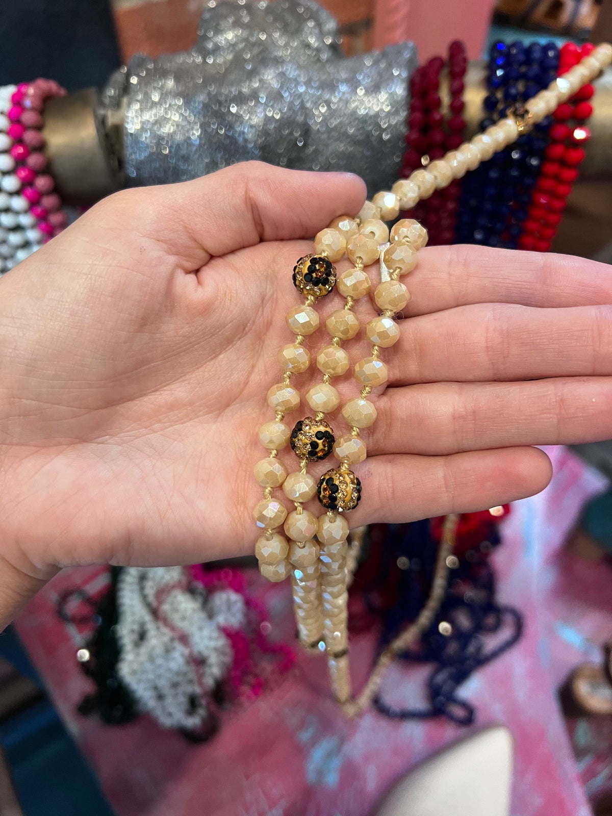 Wild Horse Boutique Jewelry Tan and leopard Beaded Necklaces