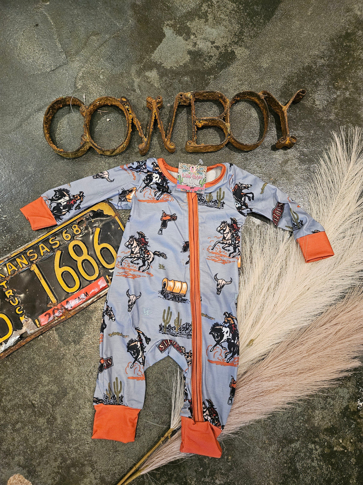 Wild Horse Boutique Kid clothing Blue Rodeo Onsie