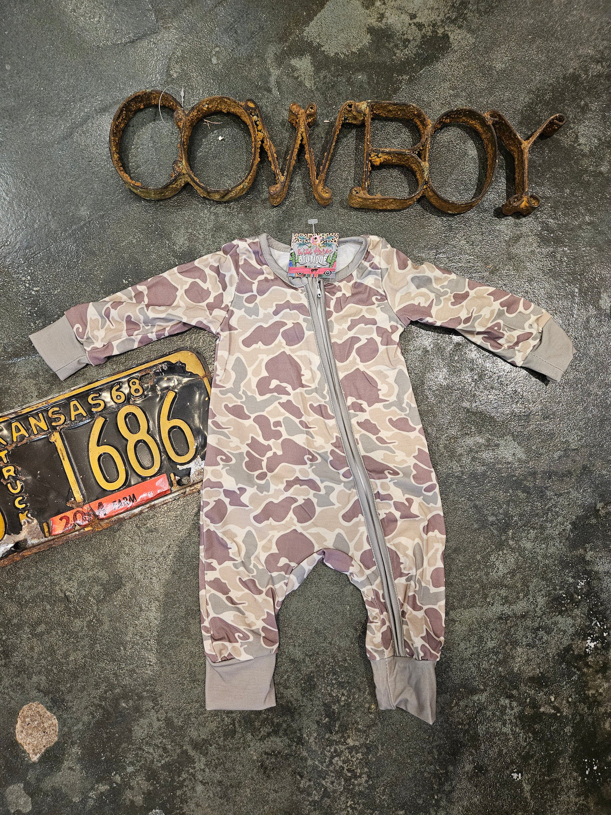 Wild Horse Boutique Kid clothing Camo Onesie