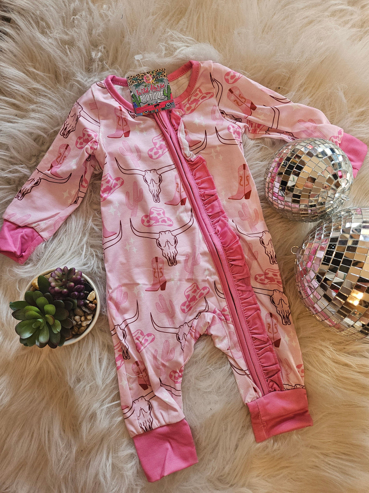 Wild Horse Boutique Kid clothing Pink Cactus Onesie