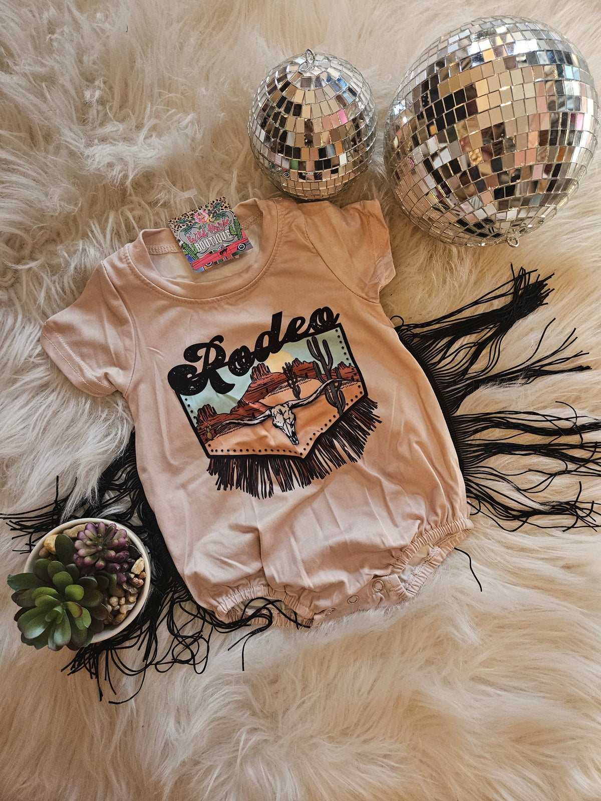 Wild Horse Boutique Kid clothing Rodeo Onesie with Fringe