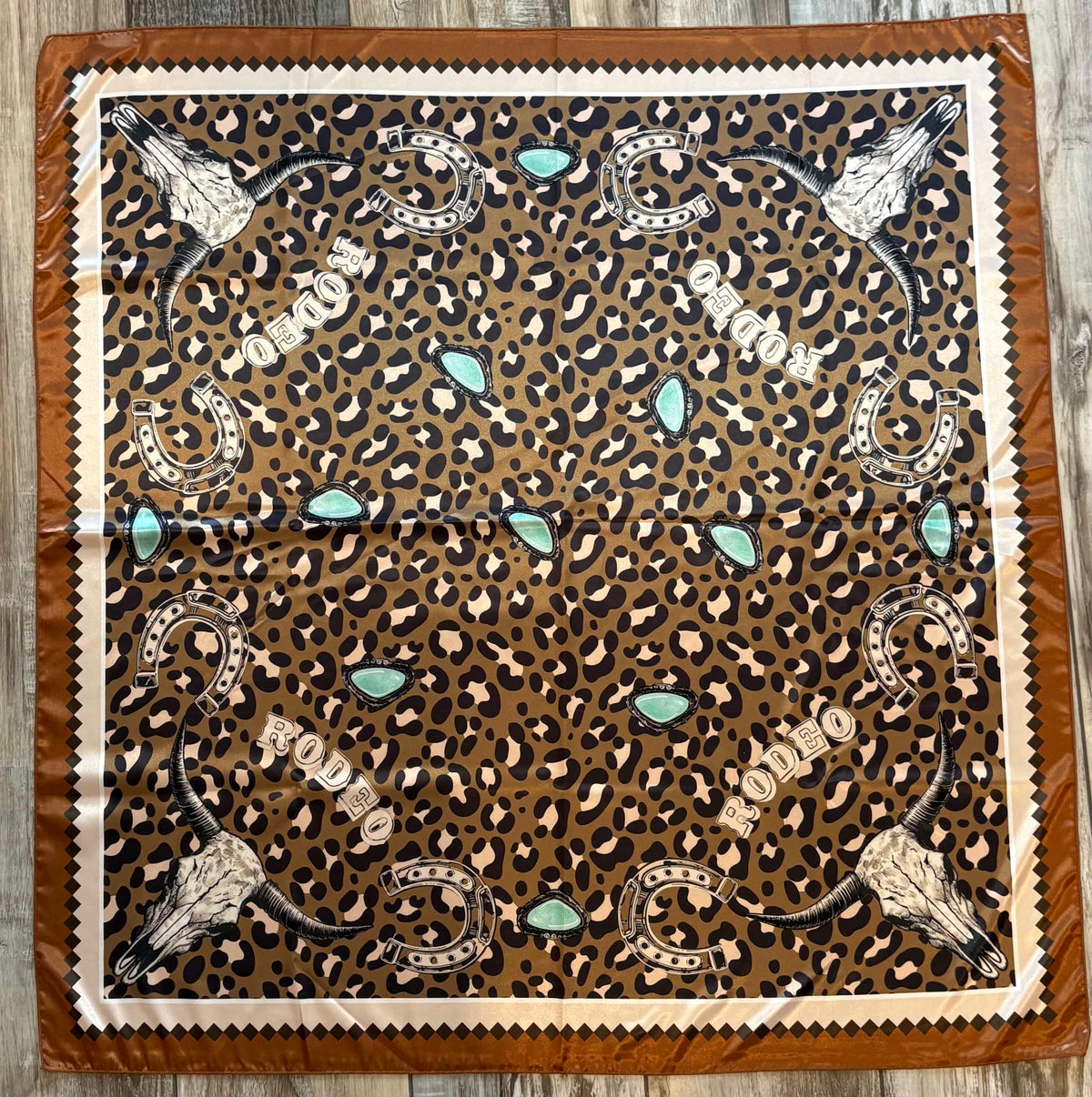 Wild Horse Boutique Leopard and Turquoise Large Wild Rags