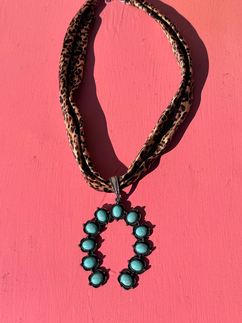 Wild Horse Boutique Leopard Necklace with Turquoise Pendant