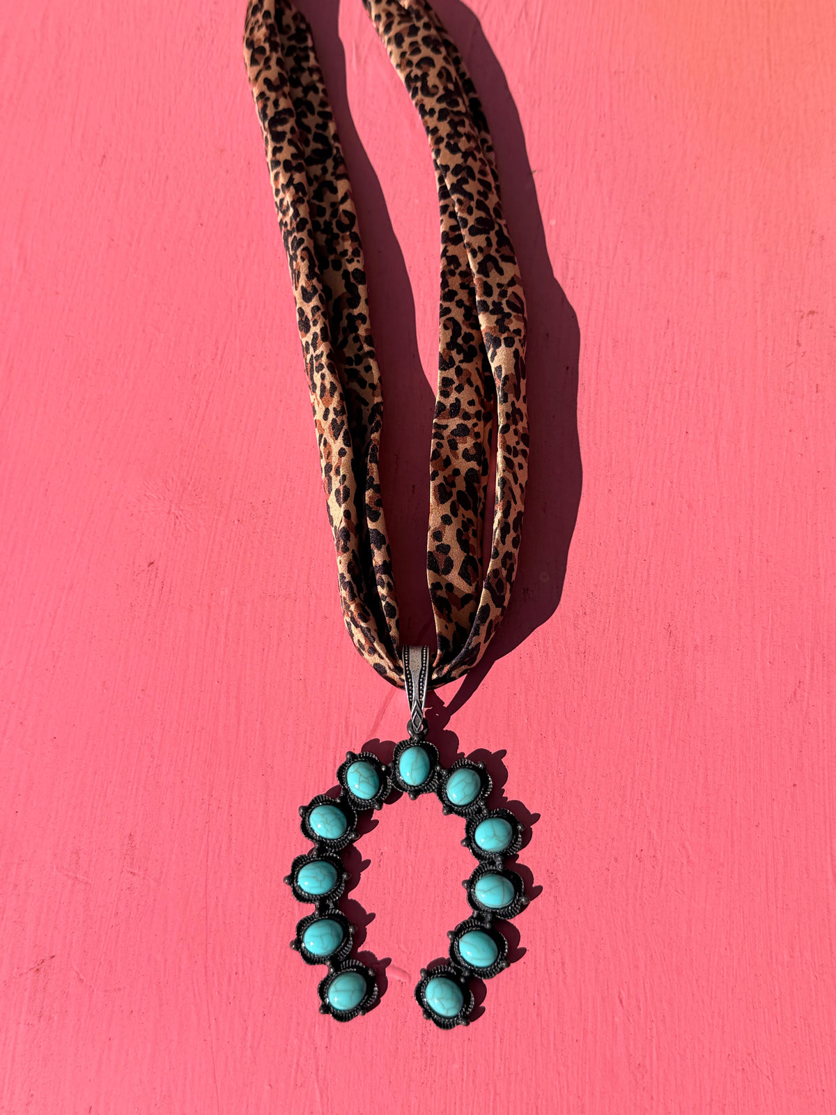 Wild Horse Boutique Leopard Necklace with Turquoise Pendant