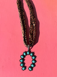 Wild Horse Boutique Leopard Necklace with Turquoise Pendant