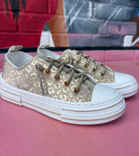 Wild Horse Boutique Leopard Shine Sneakers with Rhinestone Laces