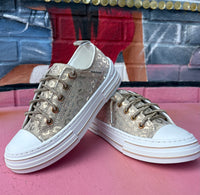 Wild Horse Boutique Leopard Shine Sneakers with Rhinestone Laces