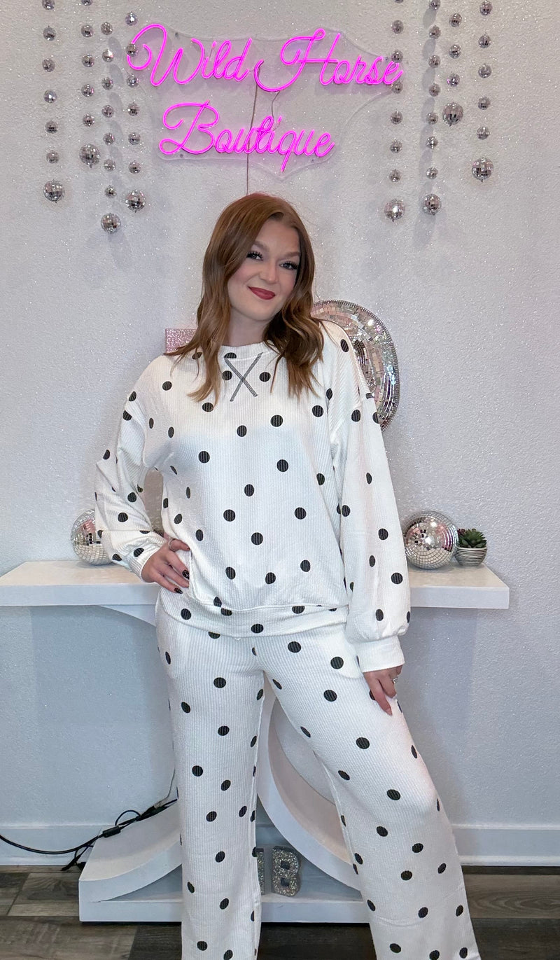 Wild Horse Boutique Long Sleeve Polka Dot Set