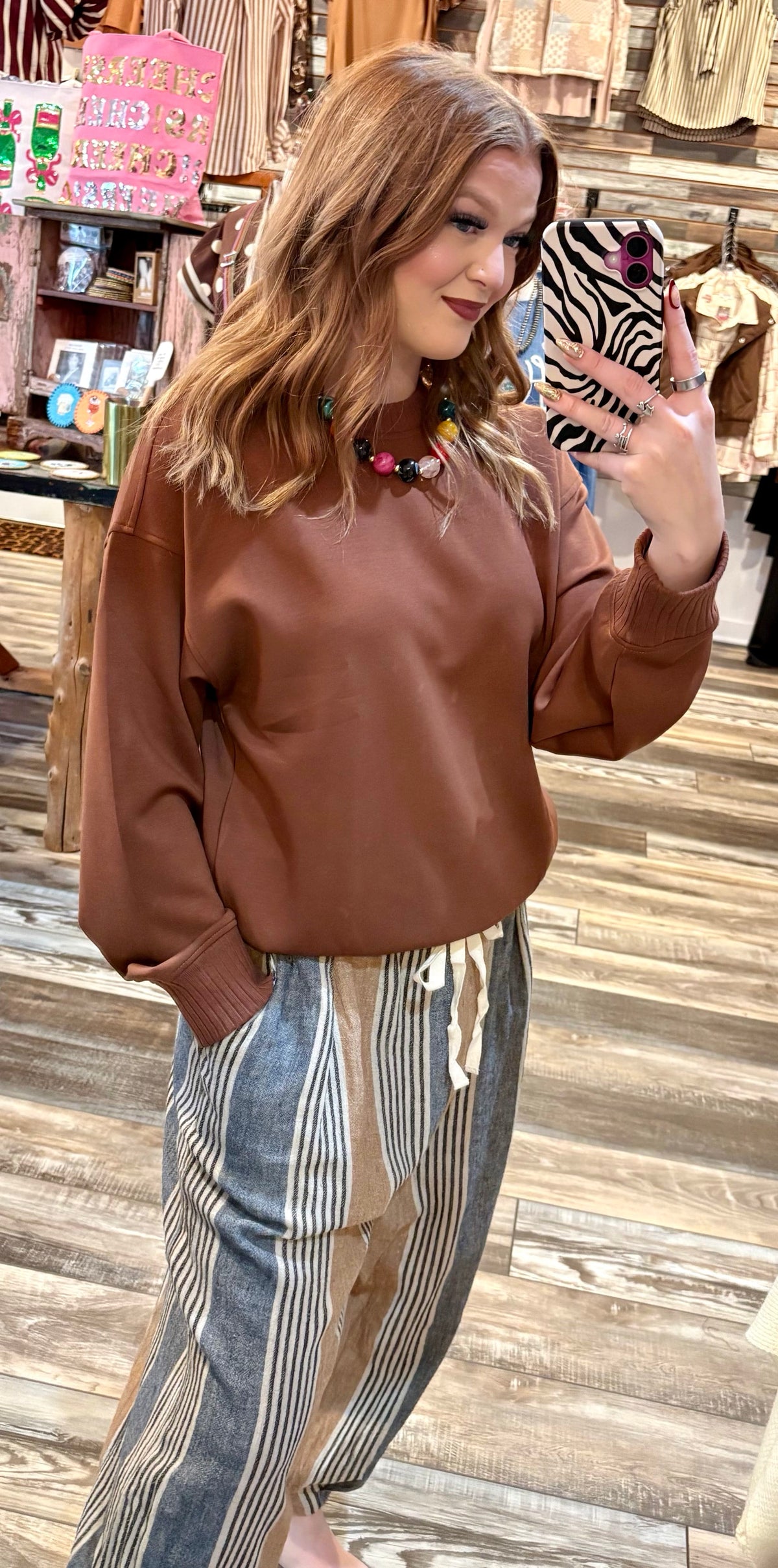 Wild Horse Boutique Multi Color Striped Barrel Pants