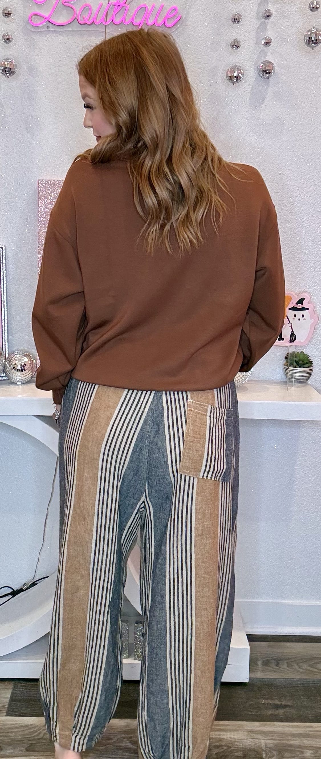 Wild Horse Boutique Multi Color Striped Barrel Pants