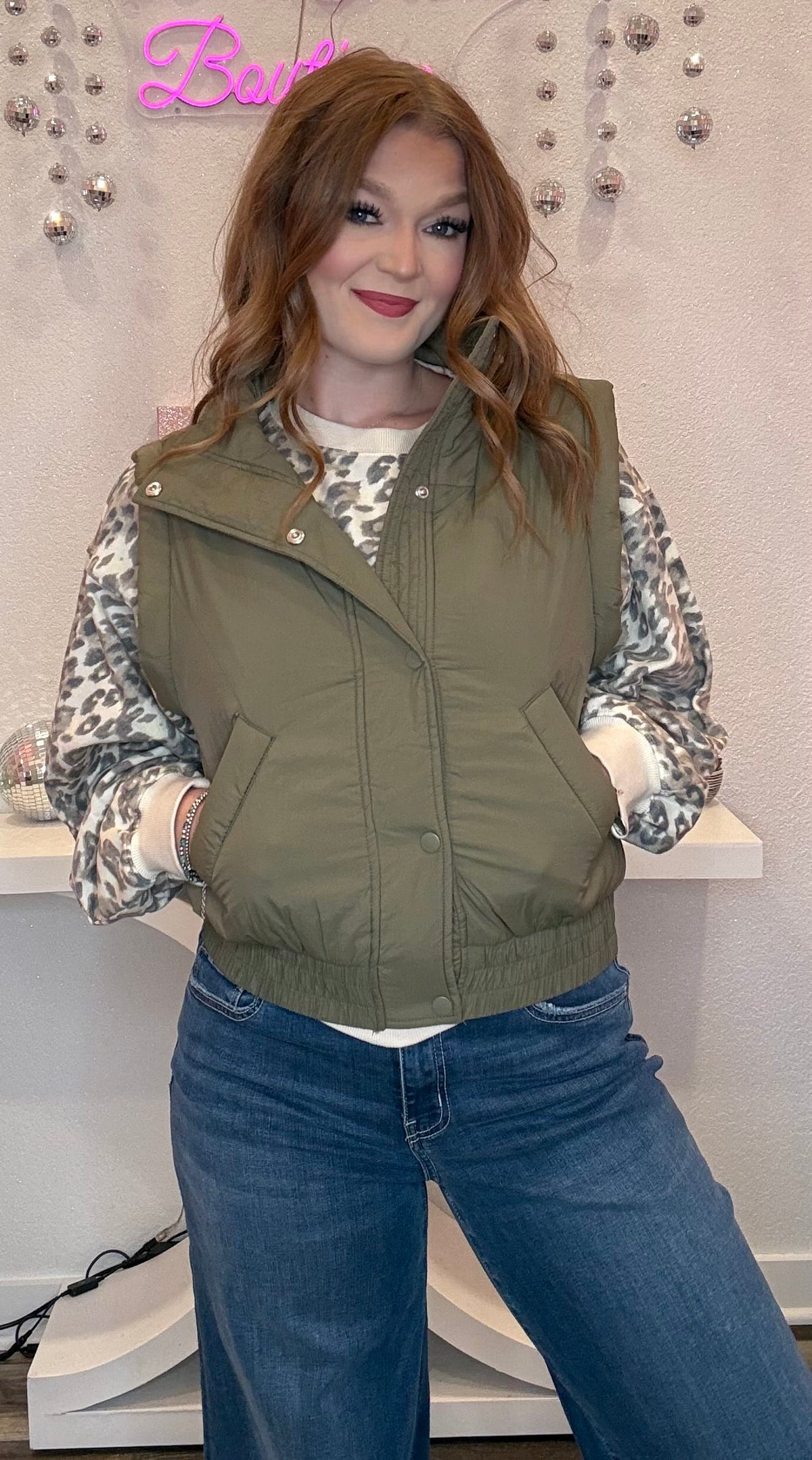 Wild Horse Boutique Olive or Brown Puffer Vest