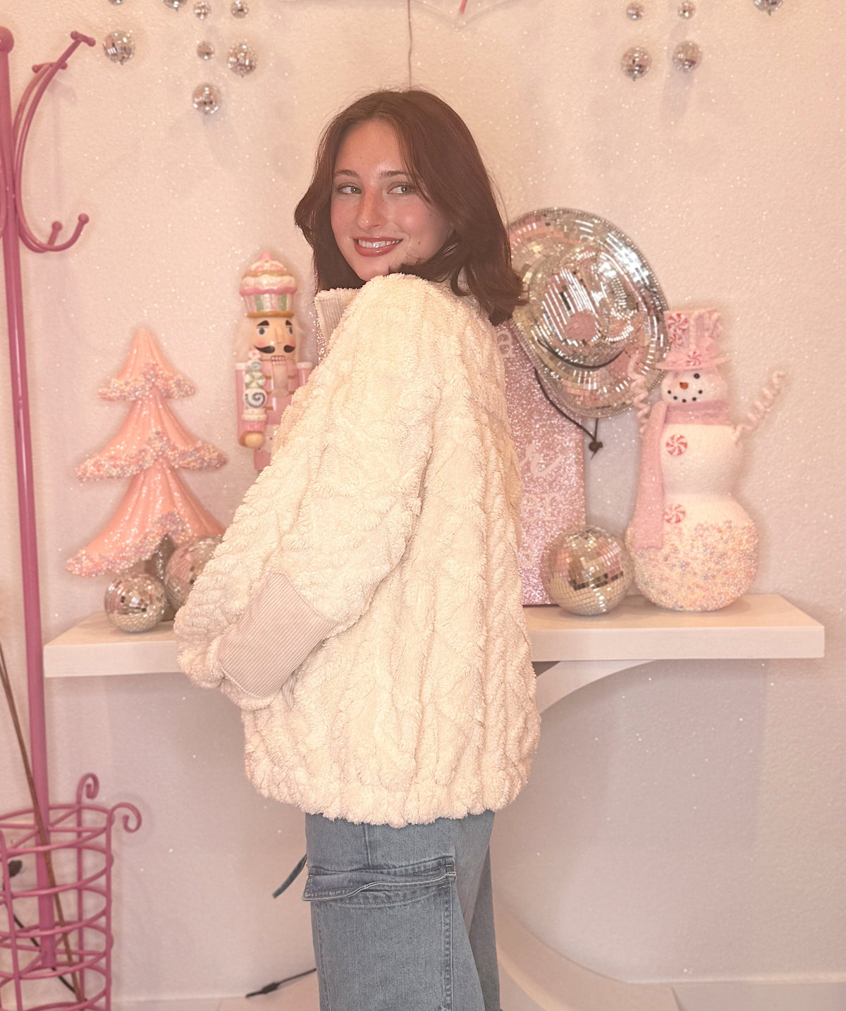 Wild Horse Boutique Outerwear Cream Sherpa zip up Jacket