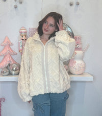 Wild Horse Boutique Outerwear Cream Sherpa zip up Jacket