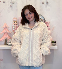 Wild Horse Boutique Outerwear Cream Sherpa zip up Jacket
