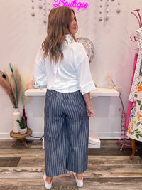 Wild Horse Boutique Pants Navy Pinstriped Pants